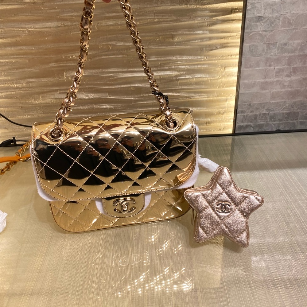 CHANEL FLAP BAG & STAR COIN PURSE Gold